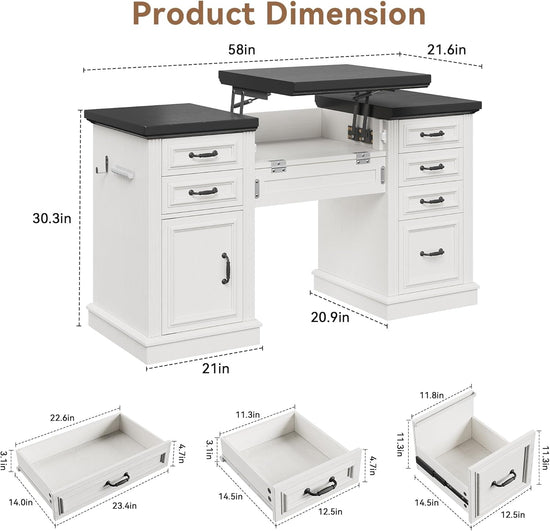 57 Inch Height Adjustable Executive Desk Storage Systems-1