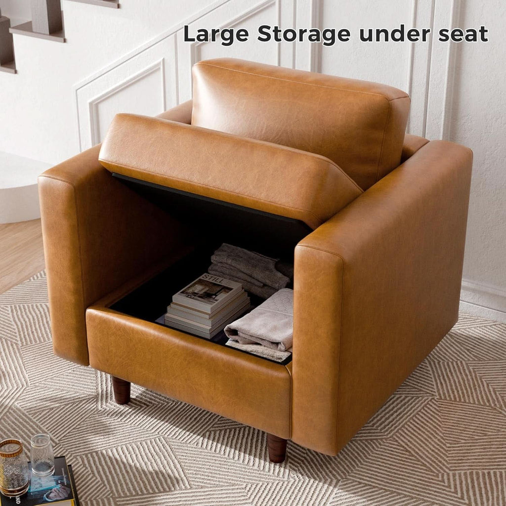 Brown Oversized Reading Armchair With Hidden Storage-4