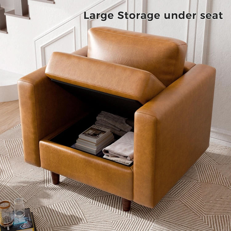 Brown Oversized Reading Armchair With Hidden Storage-4
