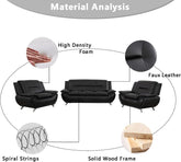 Leather Couches For Living Room Black Sofa And Loveseat Set-3