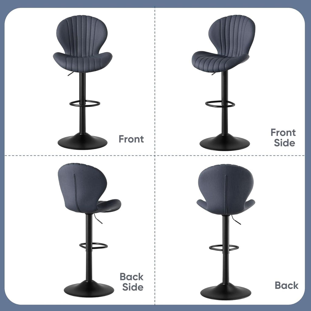 Three Swivel Bar Stools Counter Height High Back DarkGrey-4