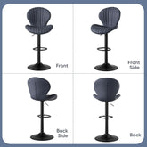 Three Swivel Bar Stools Counter Height High Back DarkGrey-4