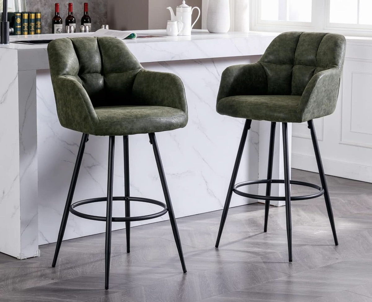 Modern Bar Stools Set of Two with Backrest Arms-2
