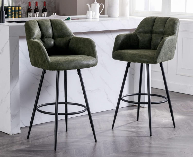 Modern Bar Stools Set of Two with Backrest Arms-2