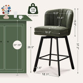 Swivel Counter Height Bar Stools Green Faux Leather-1