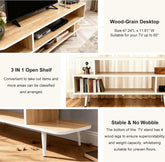 Walnut Finish 65 Inch TV Stand With Storage Cabinet Solutions-4