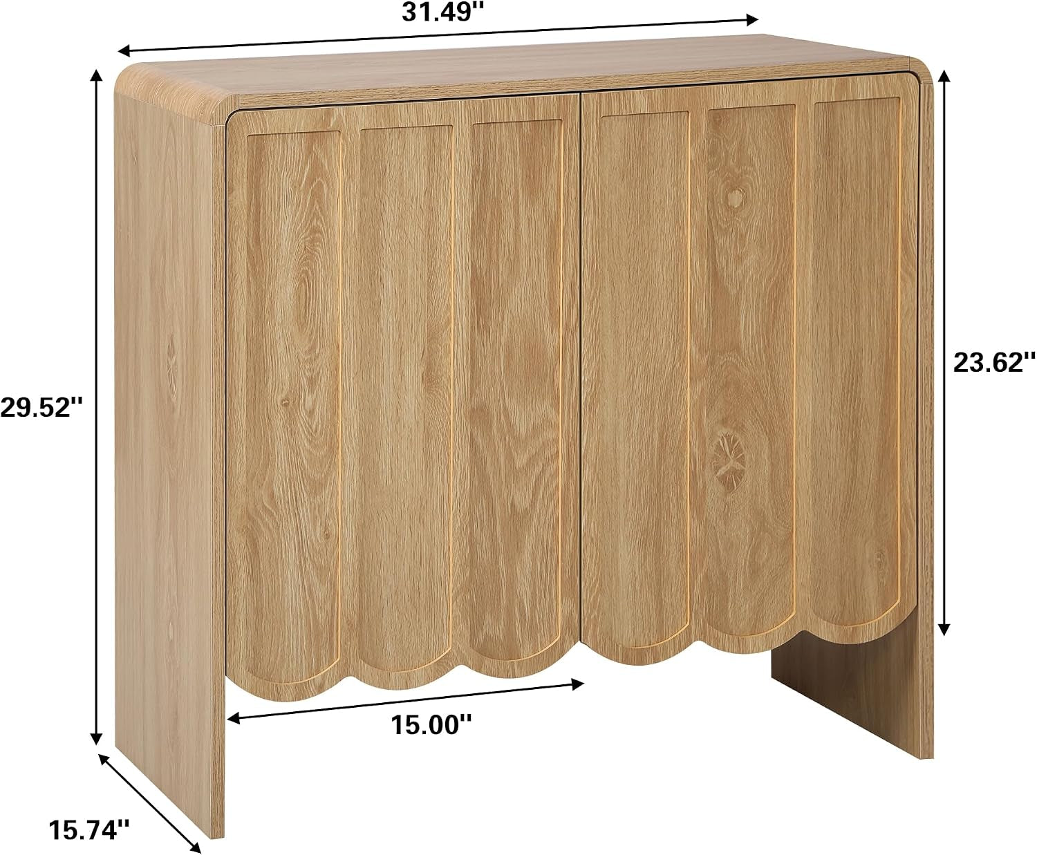 Natural Woodgrain Two Door Adjustable Sideboard Cabinet-1