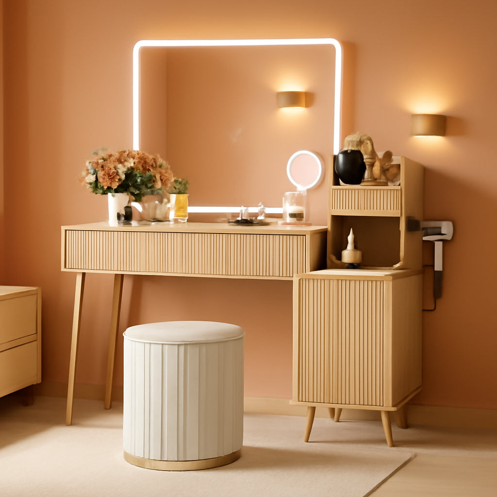 Forty Seven Inch Vanity Desk With 5X Magnifying Mirror-0