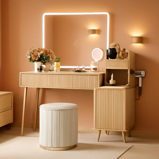 Forty Seven Inch Vanity Desk With 5X Magnifying Mirror-0