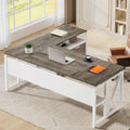 63Inch L Shaped Corner Executive Desk Gray Matte Finish-0