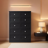 Black Fluted 24 Inch Dresser For Bedroom Storage Solutions-0