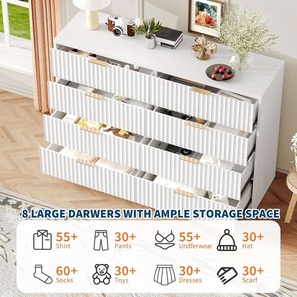 White Solid Maple Dresser Anti Tip LargeCapacityDrawers-2