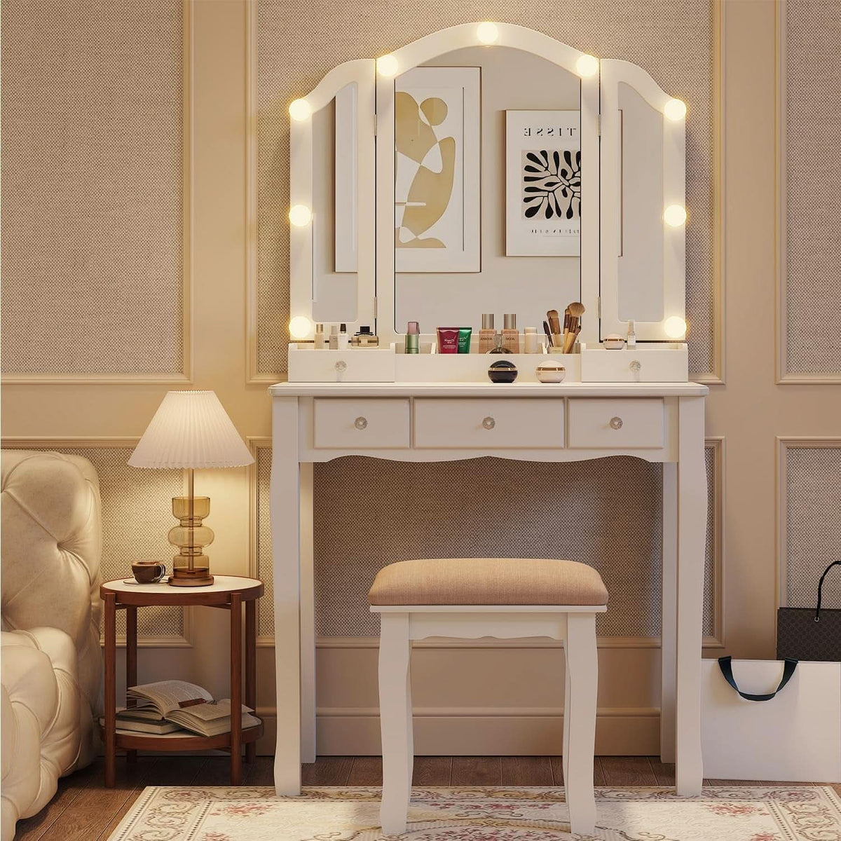 Makeup Vanity Desk With Highgloss LED Illumination-1