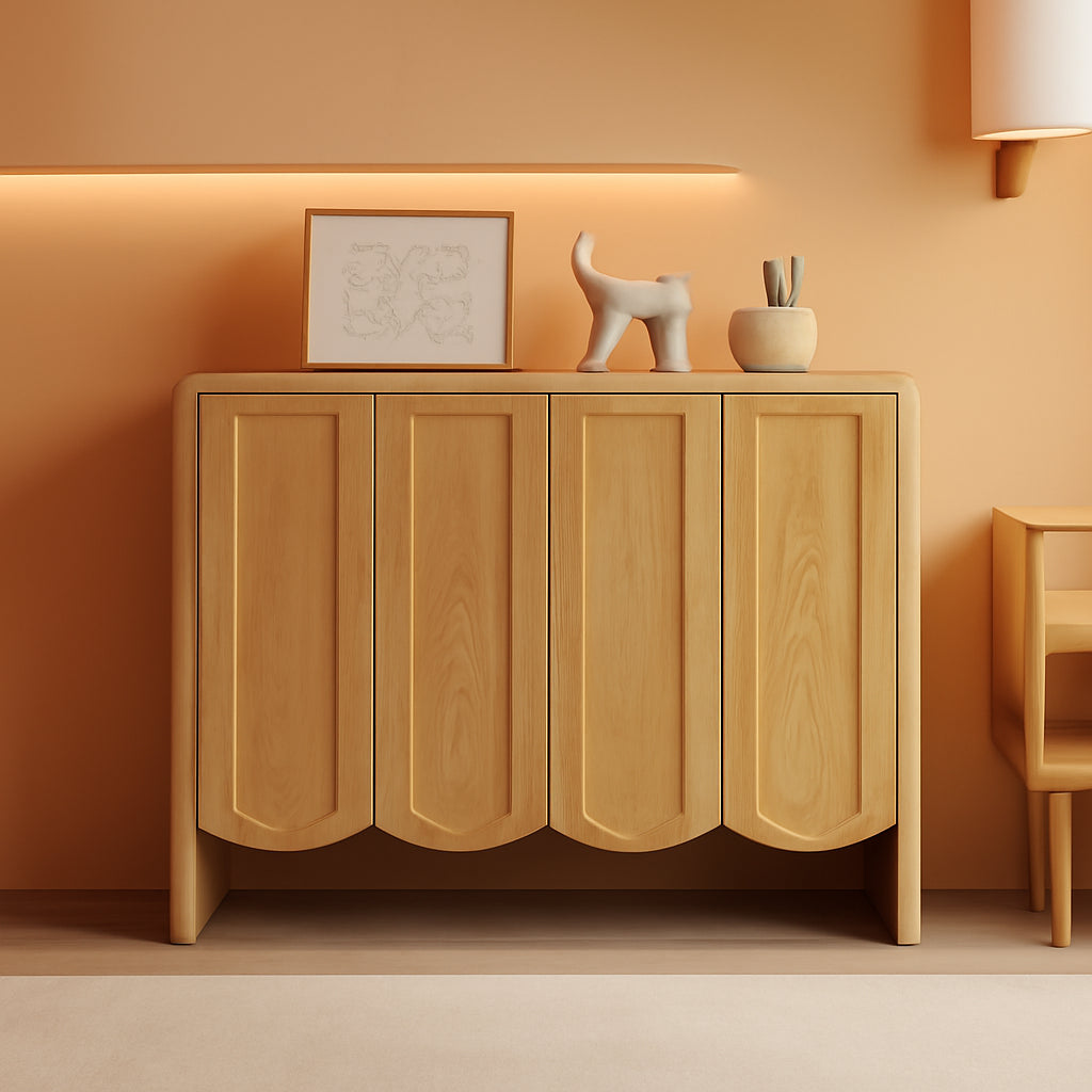 Natural Woodgrain Two Door Adjustable Sideboard Cabinet-0