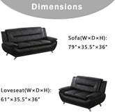 Leather Couches For Living Room Black Sofa And Loveseat Set-4