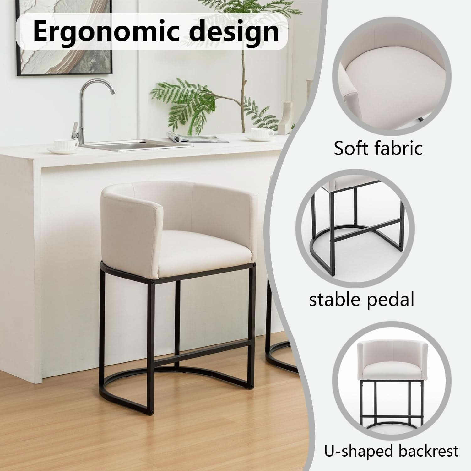 Modern Barrel Counter Height Bar Stools Set of Four-3