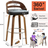 Bar Stools Set Of 2 Black Swivel For Home Bar Counter-1