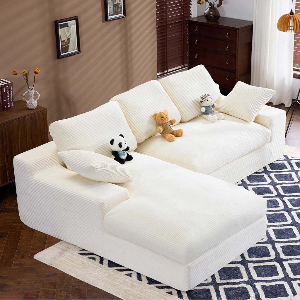 98.4Inch Cloud Modular Sectional Sofa Beige Chaise-4