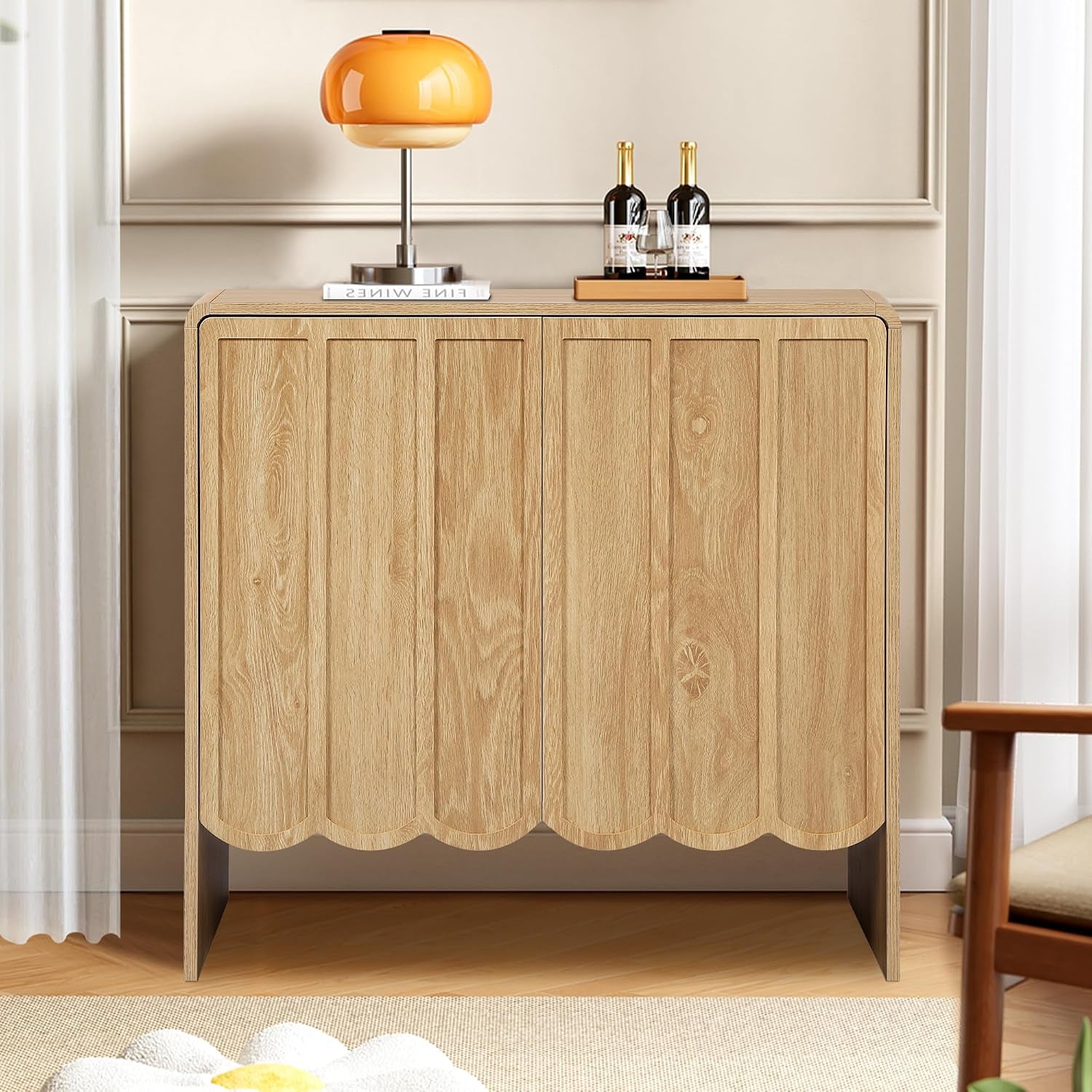Natural Woodgrain Two Door Adjustable Sideboard Cabinet-4