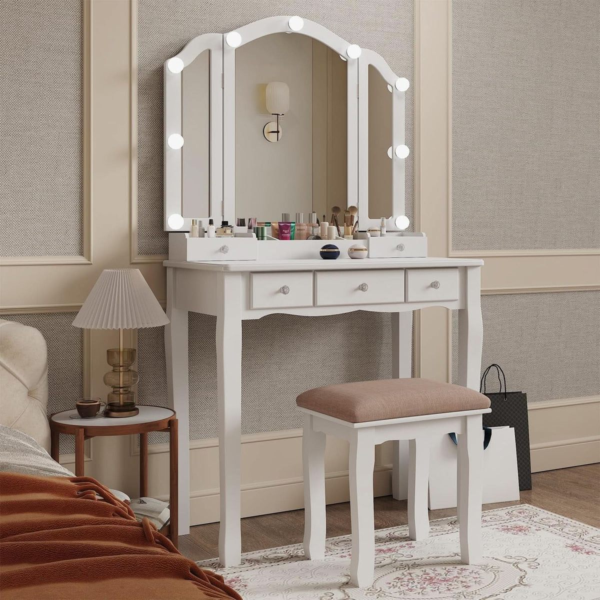 Makeup Vanity Desk With Highgloss LED Illumination-2