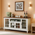 Large 60 Inch Vintage White Sideboard Buffet Cabinet-0