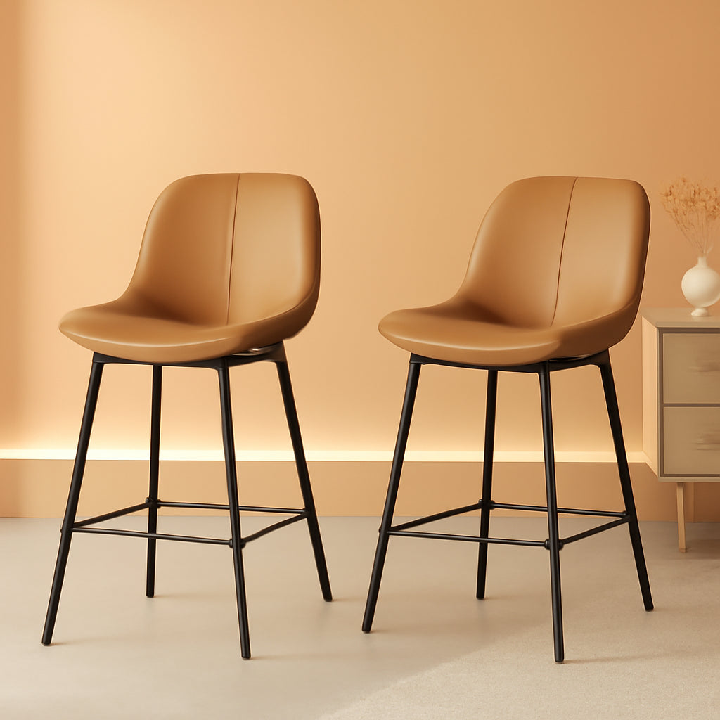 Vasagle Set Of 2 Caramel Brown Bar Stools-0