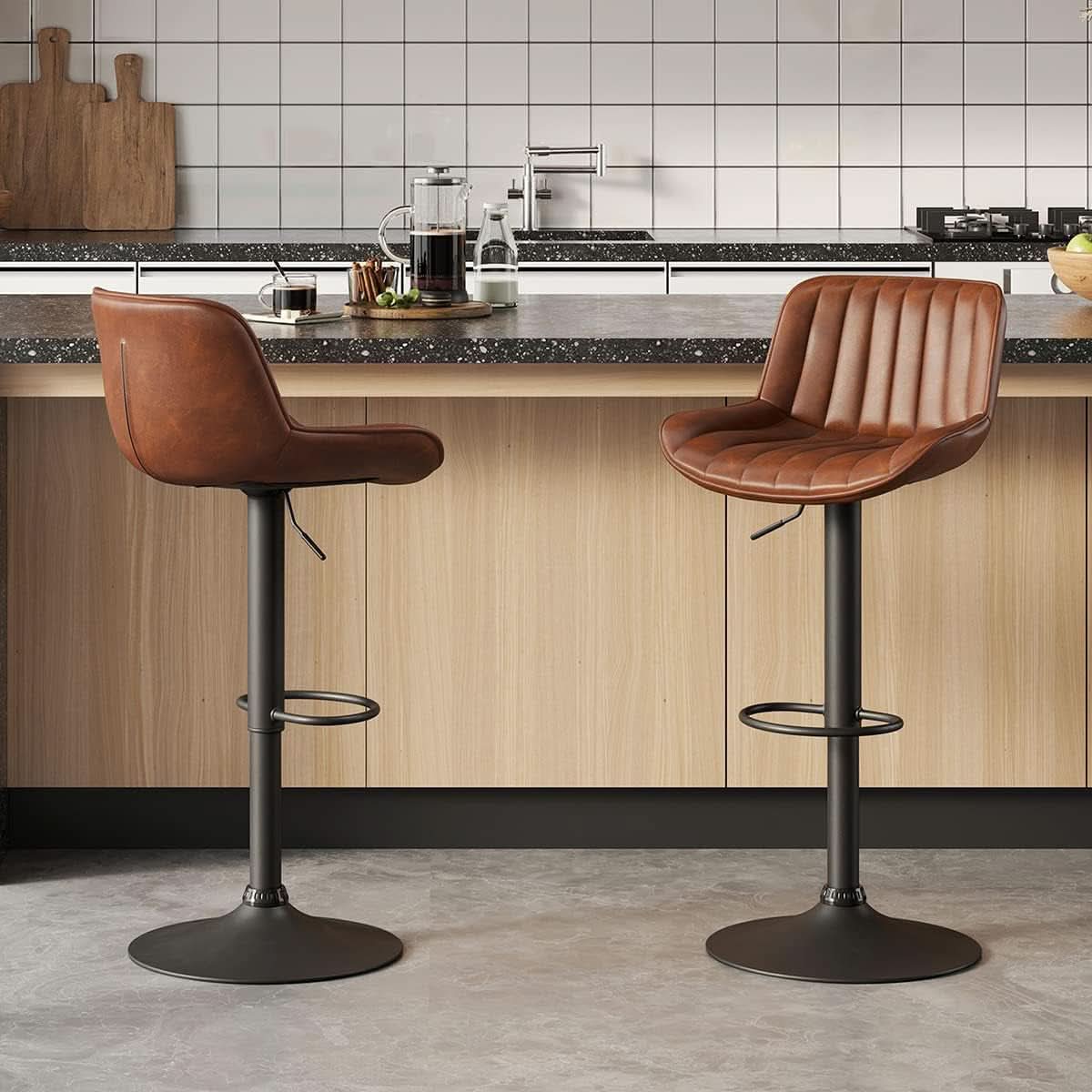 Mid Century Modern Adjustable Height Swivel Bar Stools-0