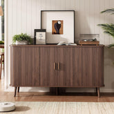 Walnut Fluted Sideboard Buffet Cabinet With Doors-2