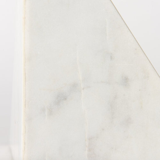 Set of Two White Marble Decorative Bookends
