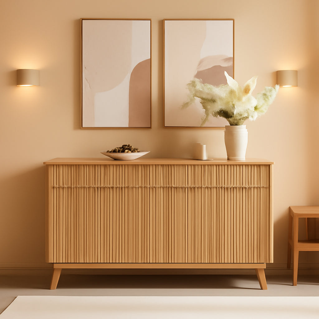 60 Inch Natural Oak Premium Quality Buffet Side board-0