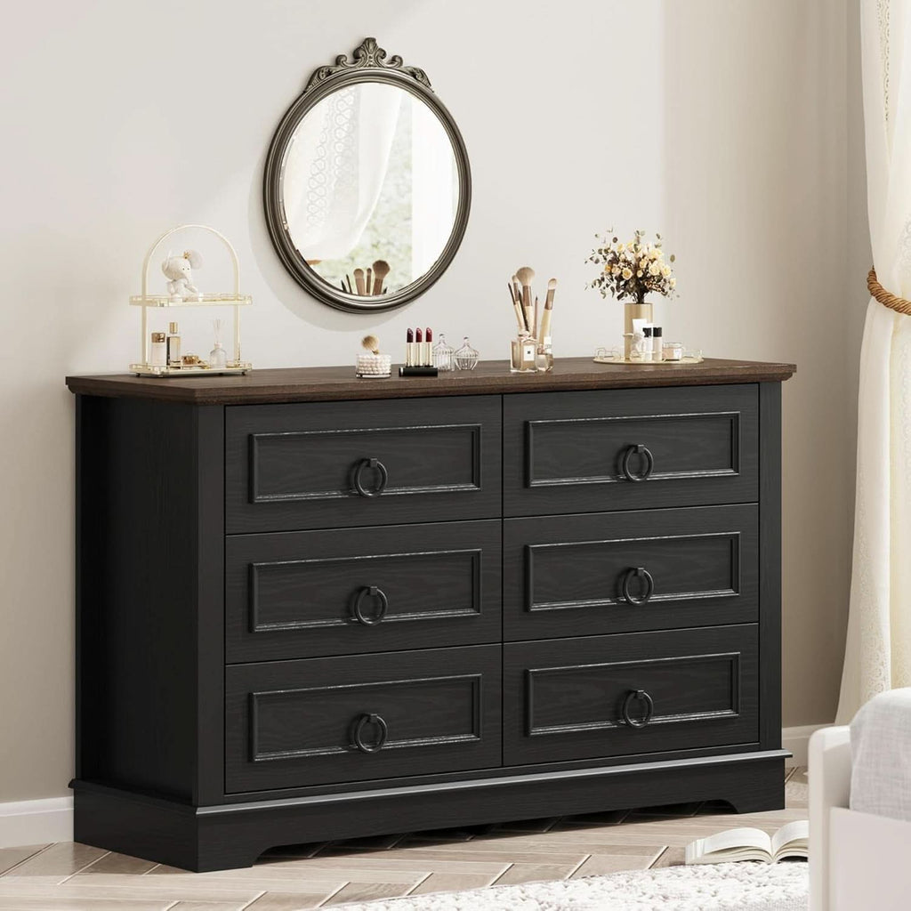 Black FortySevenPointTwoInch Wide Six Drawer Dresser-2