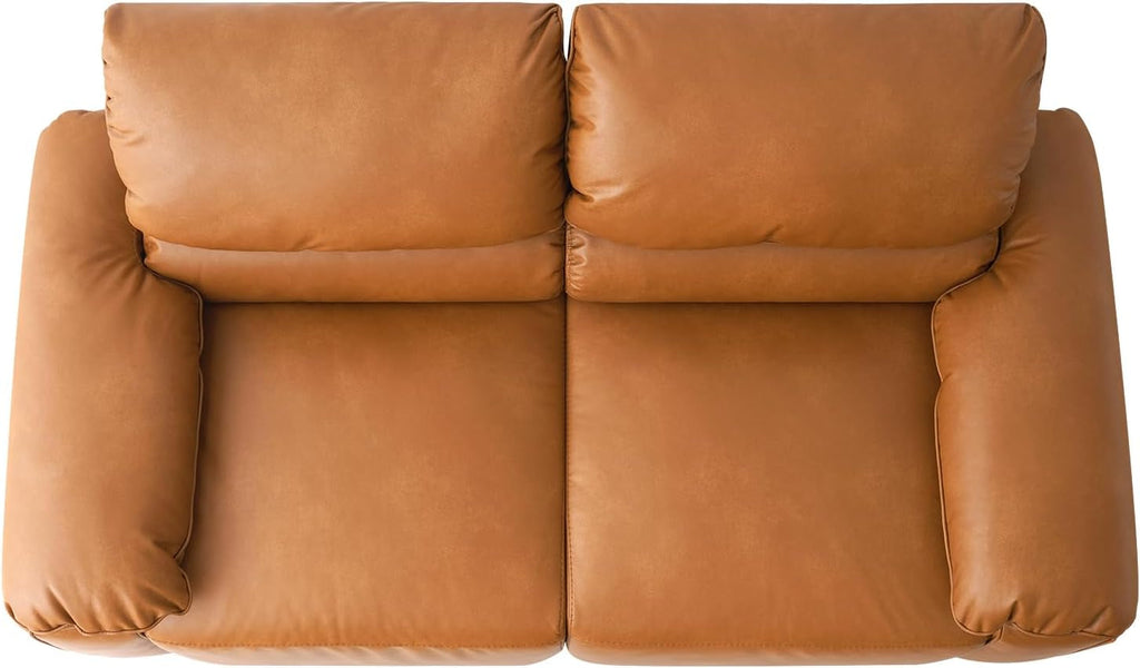68 Inch PU Leather Loveseat Mid CenturyModern Brown-4