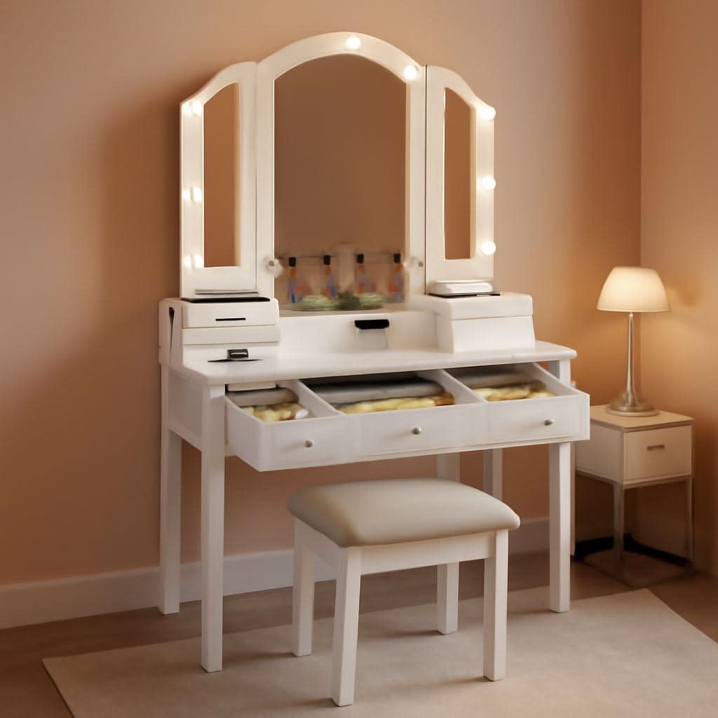 Makeup Vanity Desk With Highgloss LED Illumination-0