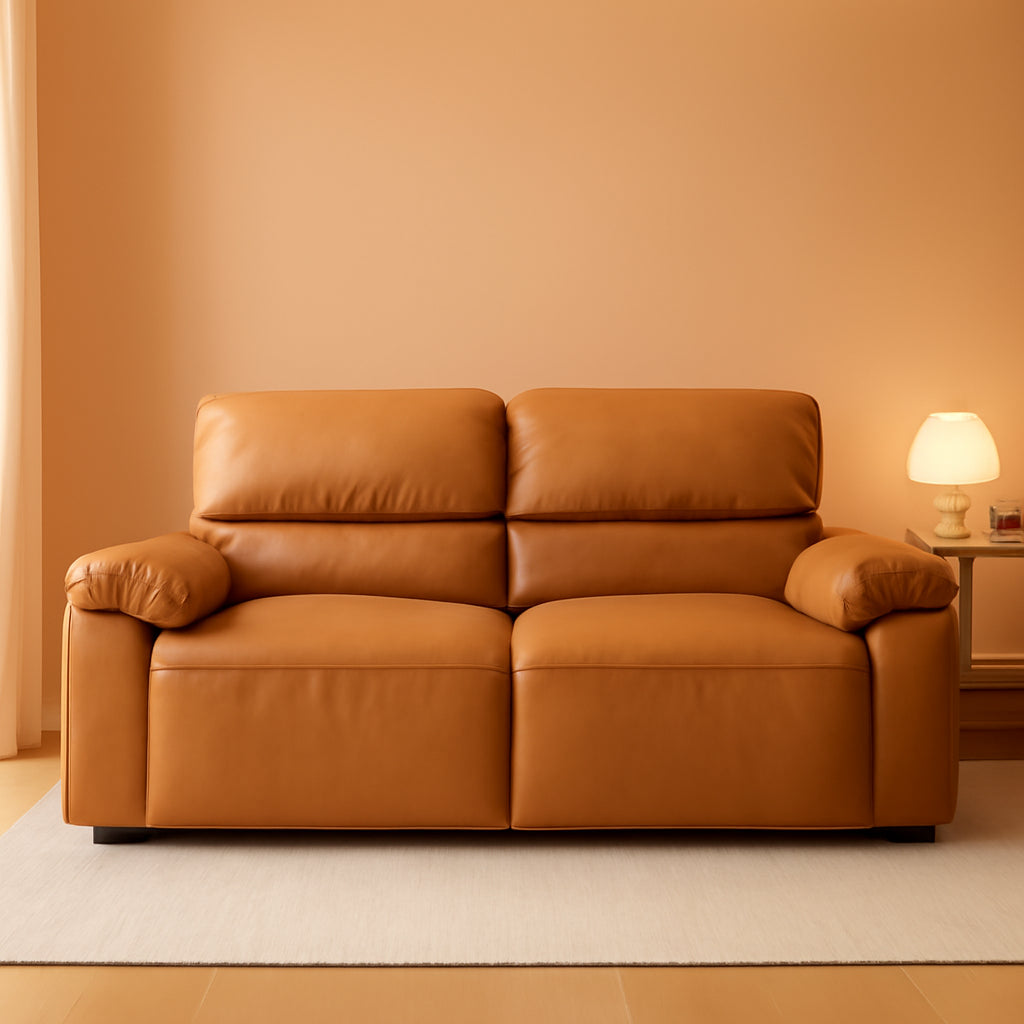 68 Inch PU Leather Loveseat Mid CenturyModern Brown-0