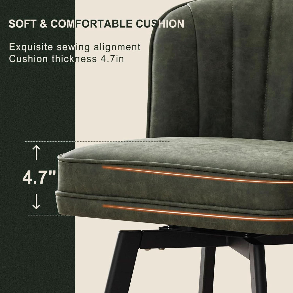 Swivel Counter Height Bar Stools Green Faux Leather-3