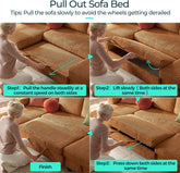 Brown UShaped Convertible Sectional Sofa Bed USBPort-3