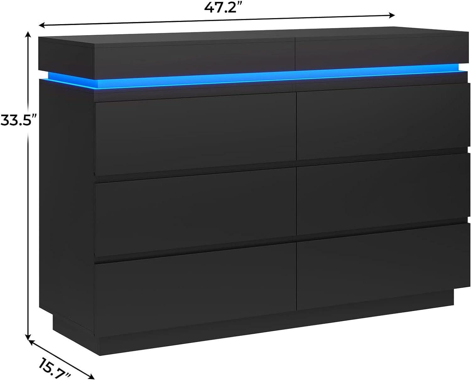 Black Multifunctional Dresser With Sliding Desk LED-1
