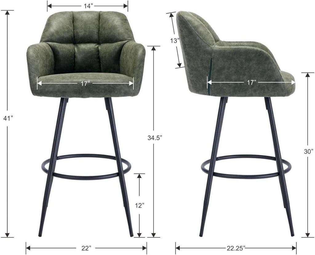 Modern Bar Stools Set of Two with Backrest Arms-1