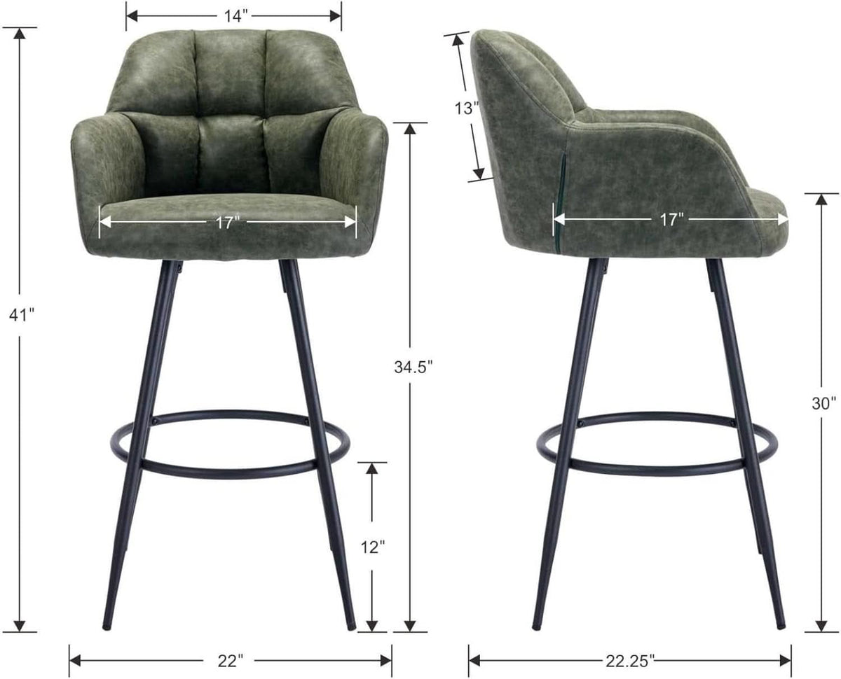 Modern Bar Stools Set of Two with Backrest Arms-1