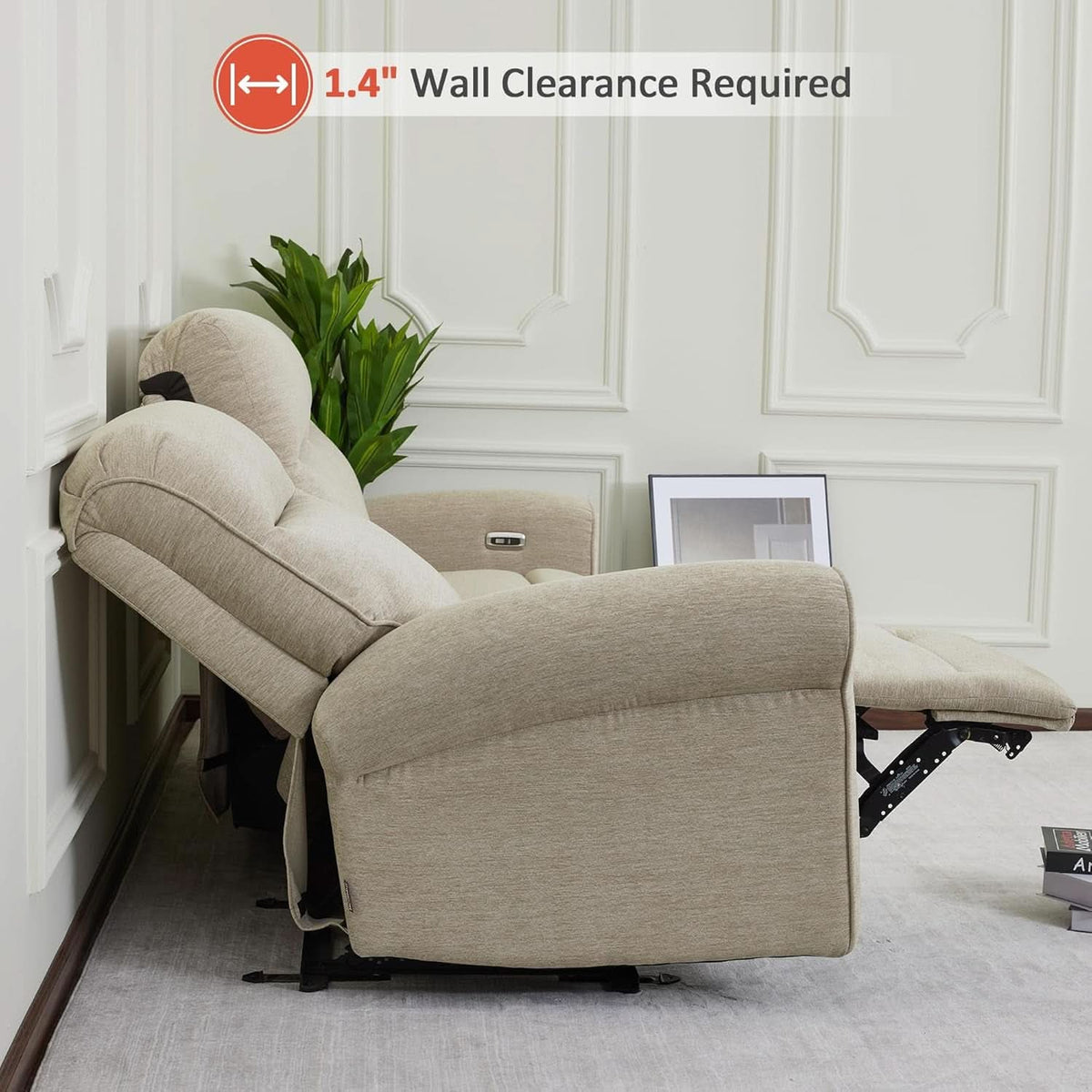87.8 Inch Wall Hugger Reclining Sofa With Drop Down Table-3