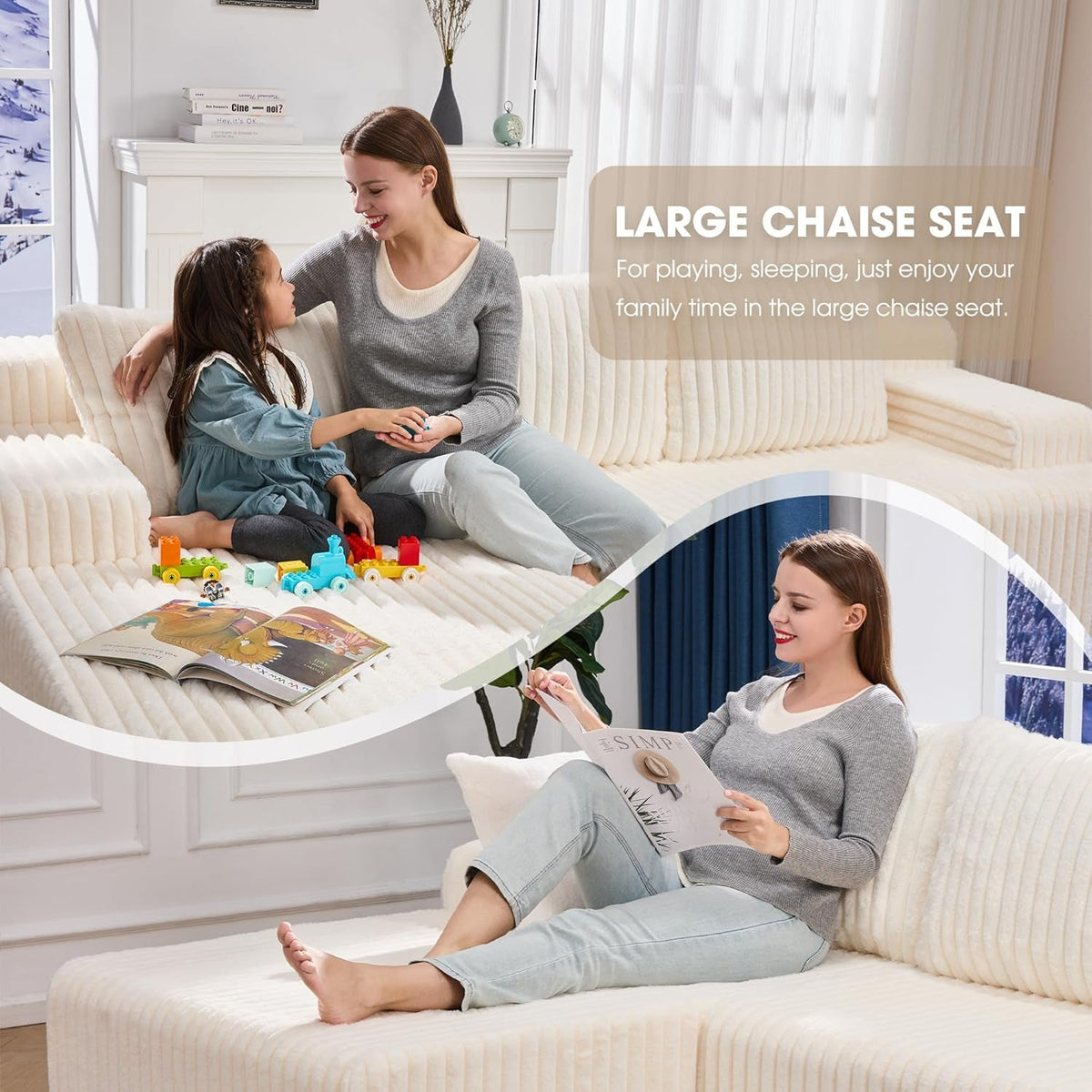 Modular L Shape Sofa 96Inch Oversized Chaise Memory Foam-3
