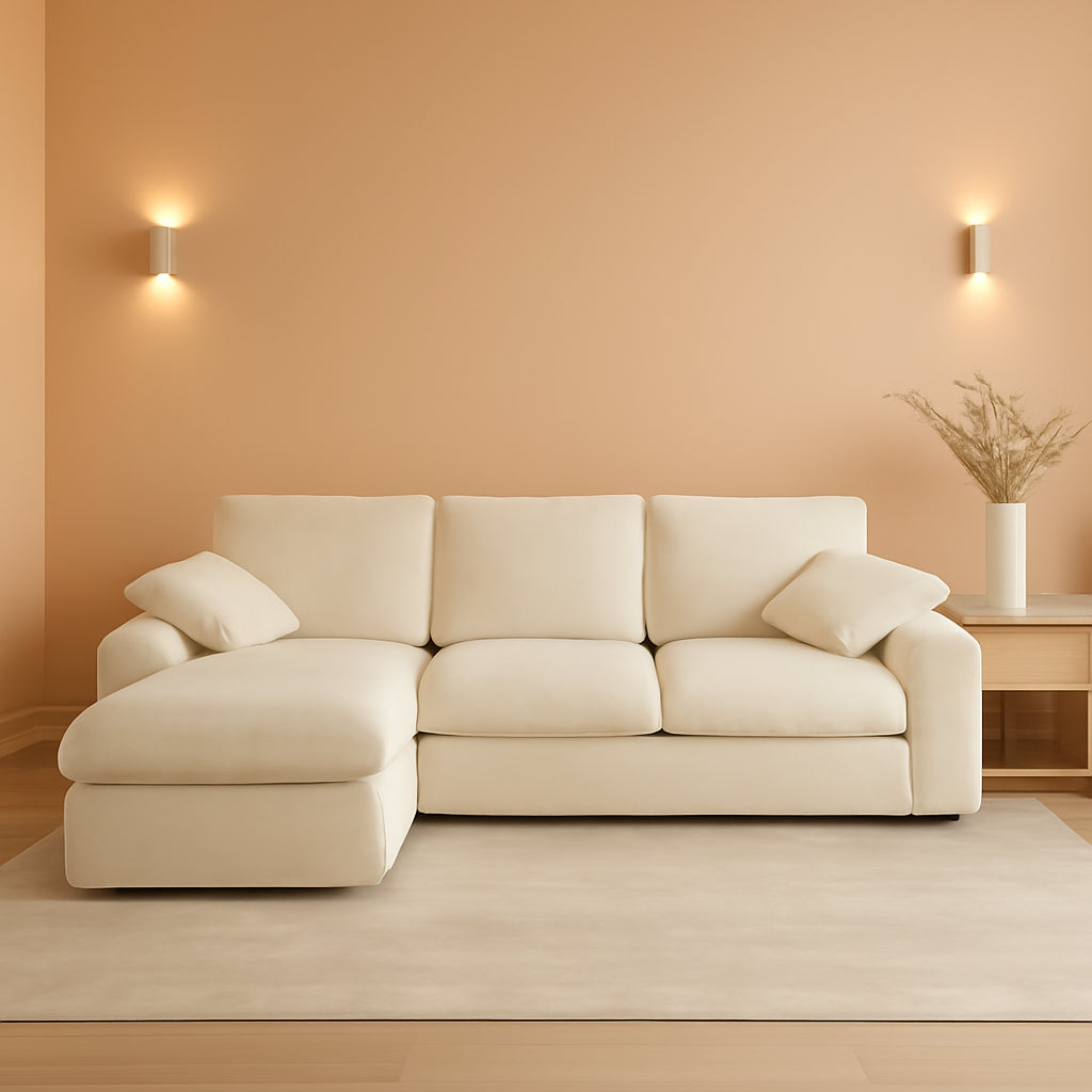 98.4Inch Cloud Modular Sectional Sofa Beige Chaise-0