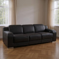 103" Black Italian Leather Reclining USB Sofa