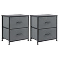 Set of Two 20" Gray Iron and Wood Woven Texture Four Drawer Nightstand
