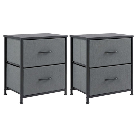Set of Two 20" Gray Iron and Wood Woven Texture Four Drawer Nightstand