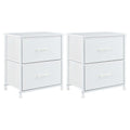 Set of Two 20" White Iron and Wood Two Drawer Nightstand
