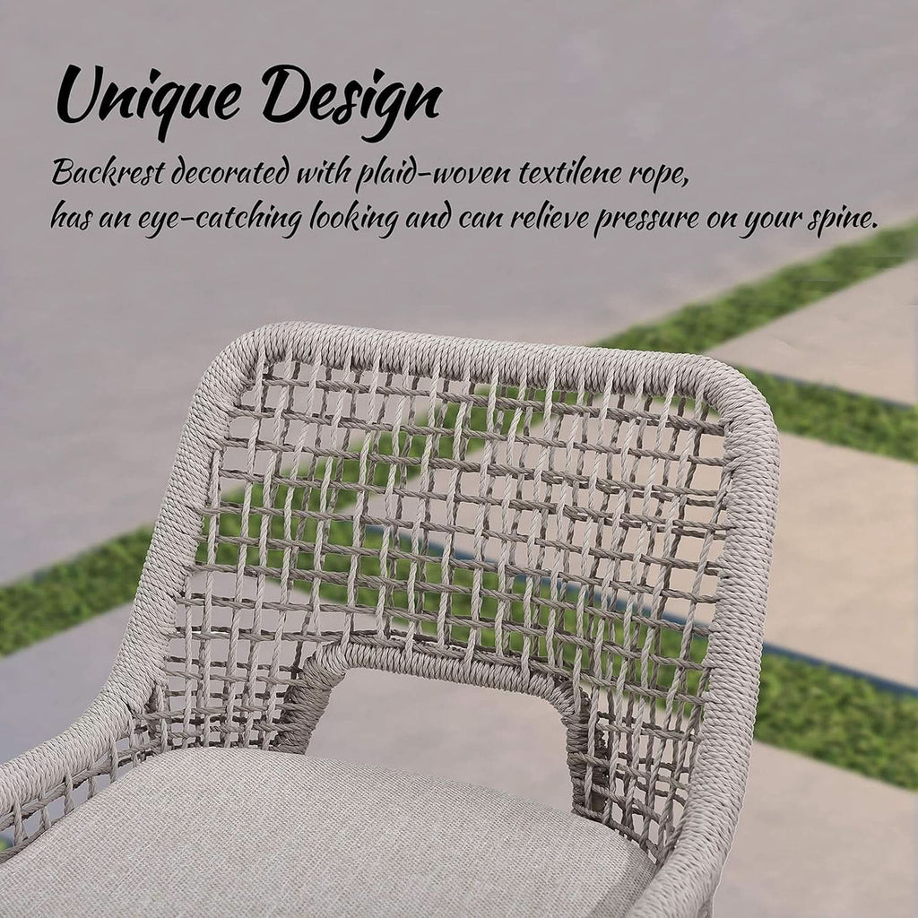 Counter Height Bar Stools With Backrest Set of 4 Rattan-3