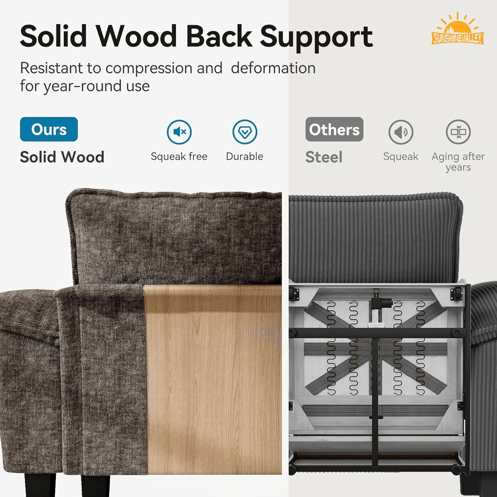 Taupe Chenille Three Seater Modular Sofa Arm rests Included-4