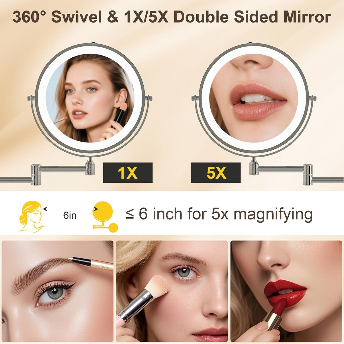 Forty Seven Inch Vanity Desk With 5X Magnifying Mirror-3