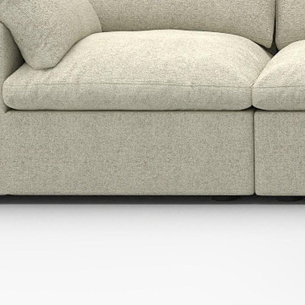 118" Khaki Linen Blend Modular Sofa With Ottoman And Storage